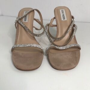 STEVE MADDEN SNAPPY CRYSTAL HEELED SANDALS WOMENS 8